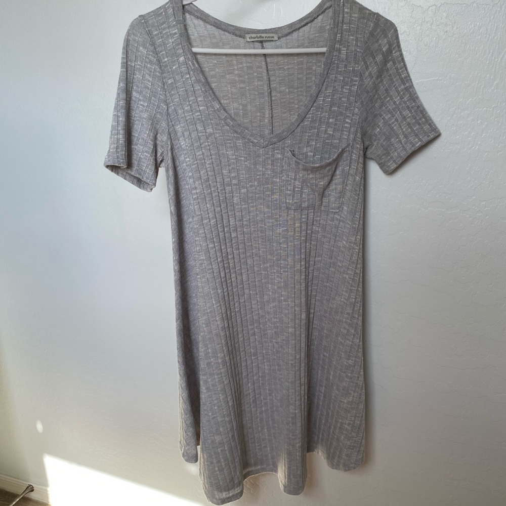 Ribbed Swing Dress with Pocket